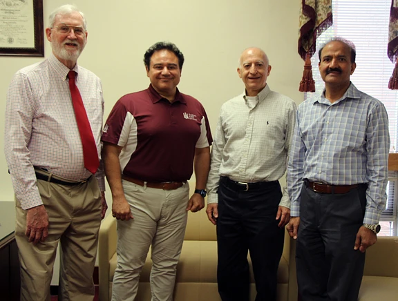 (l-r): Dr. R. Barry Johnson; Dr. Majed Dweik, AAMU VP for Research and Economic Development; Dr. Kaveh Heidary, P.I.; and Dr. Raziq Yaqub.